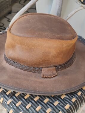 American Hat Makers Bravo leather Outback Hat